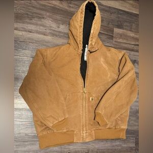 🔥Vintage Carhartt Jacket Size 2XL Brown Hooded  Work Wear J130 BRN Quilt Lined